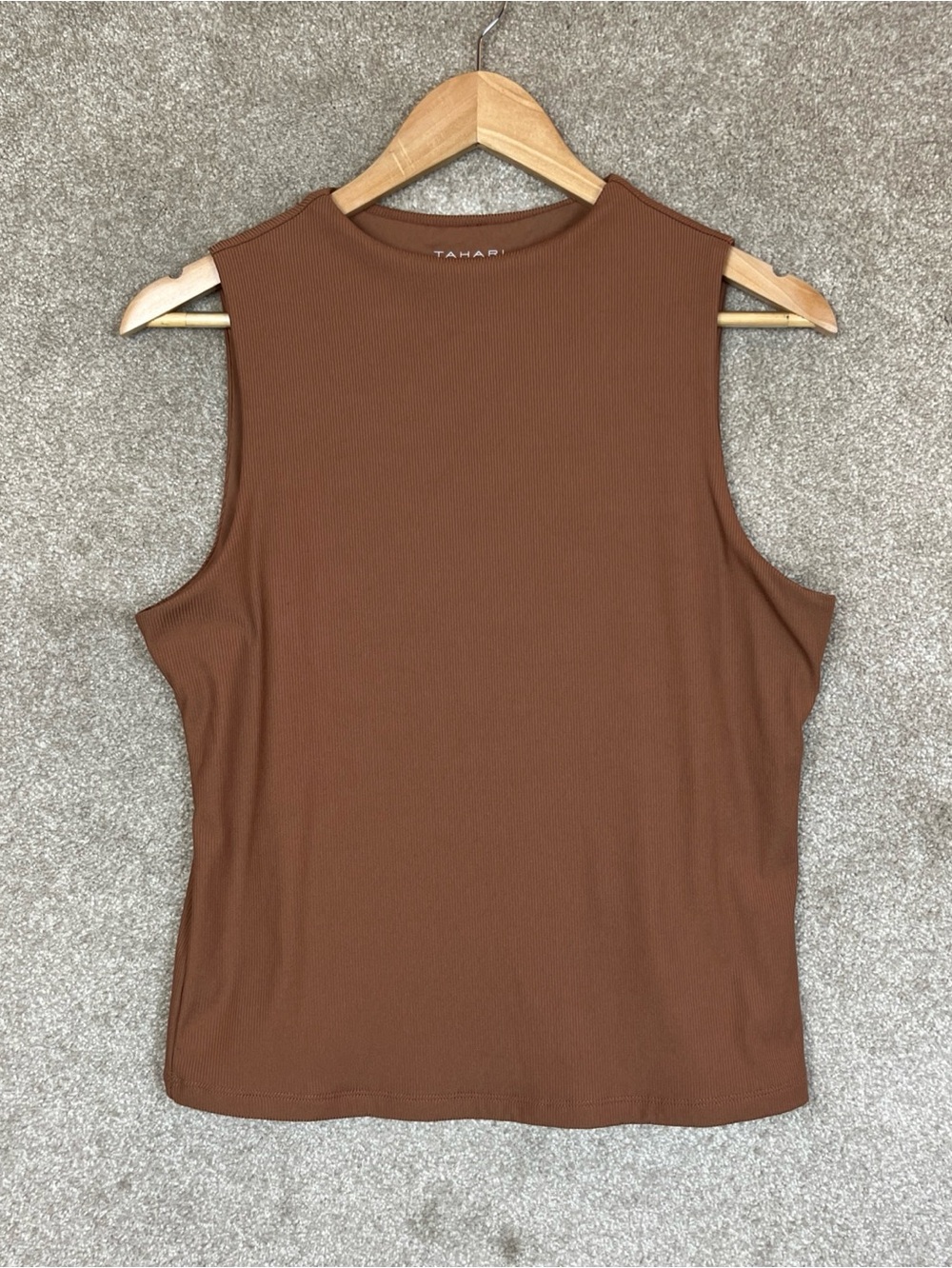 Tahari Modern Essentials Tank Top Womens Large Brown Stretch Lined- 5268